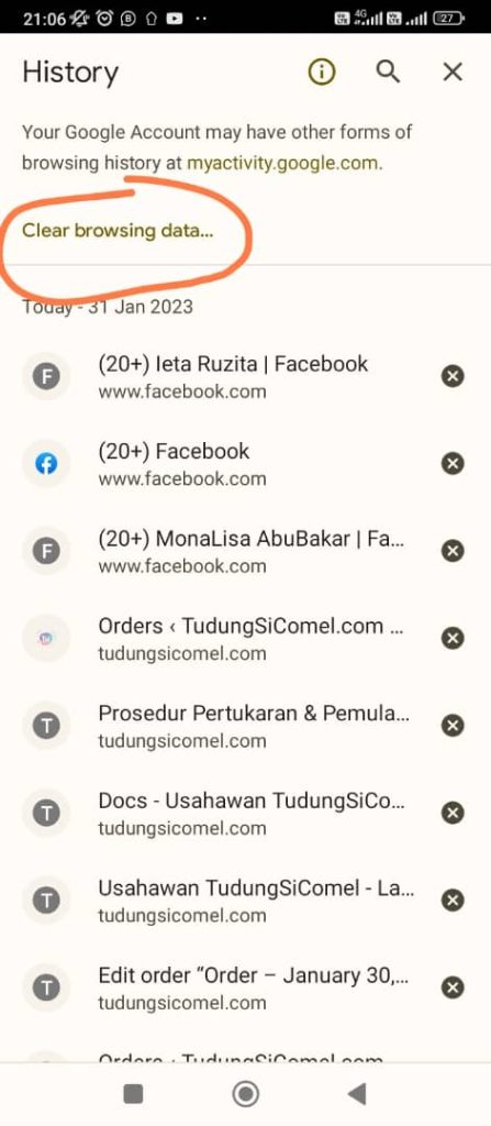 Panduan clear history dan cookies browser 3