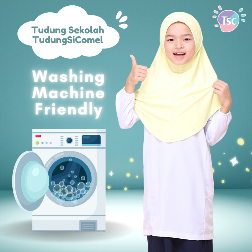 tudung sekolah boleh basuh mesin washing machine friendky