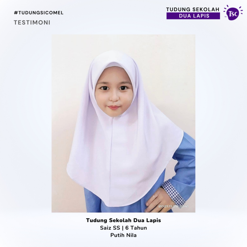 Tudung Sekolah Dua Lapis - Image 7