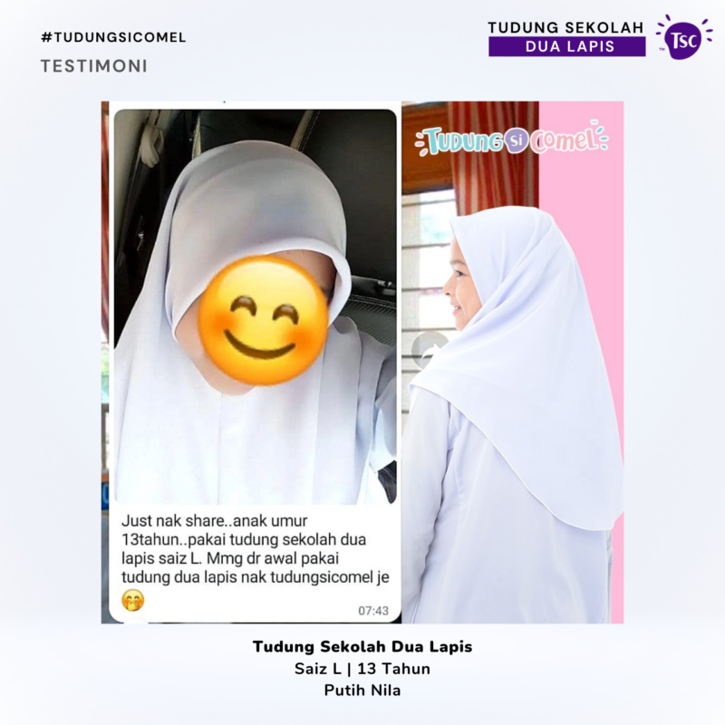 Tudung Sekolah Dua Lapis - Image 8