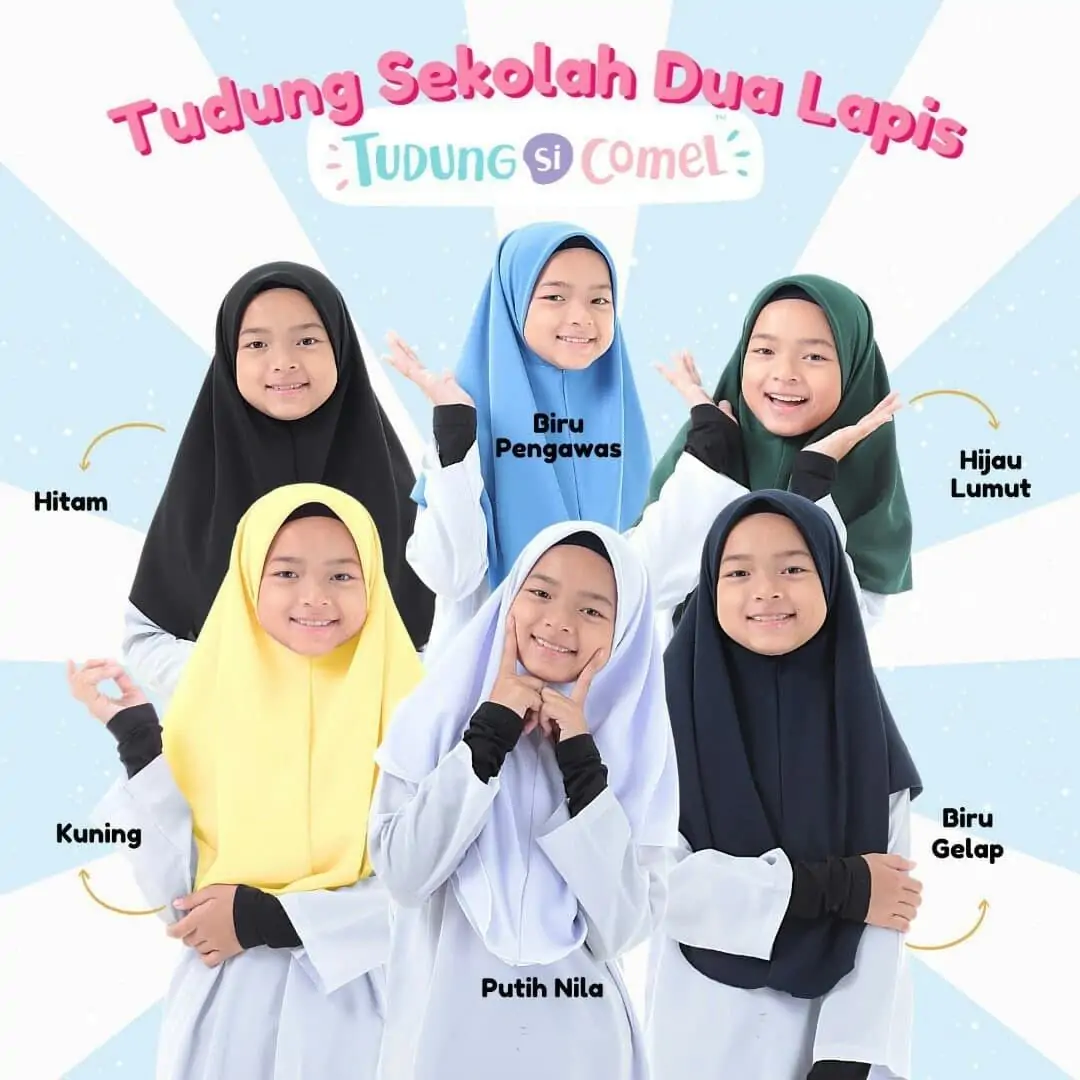 Tudung Sekolah Dua Lapis : 6 warna utama tudungsicomel