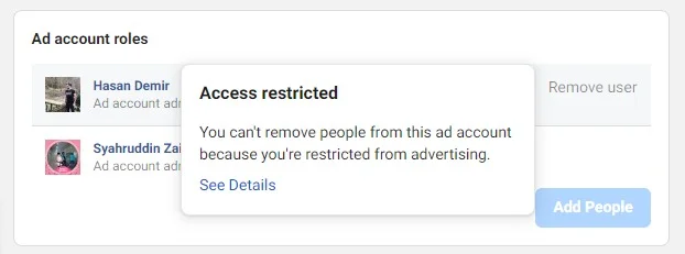facebook restricted account