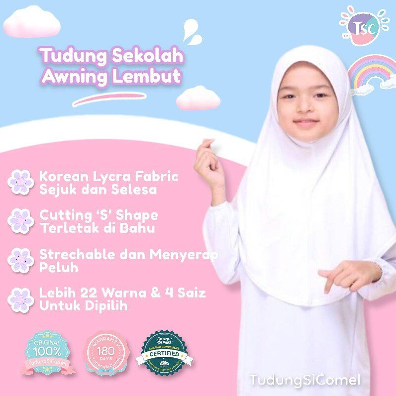 Tudung Sekolah Awning Lembut - Image 5