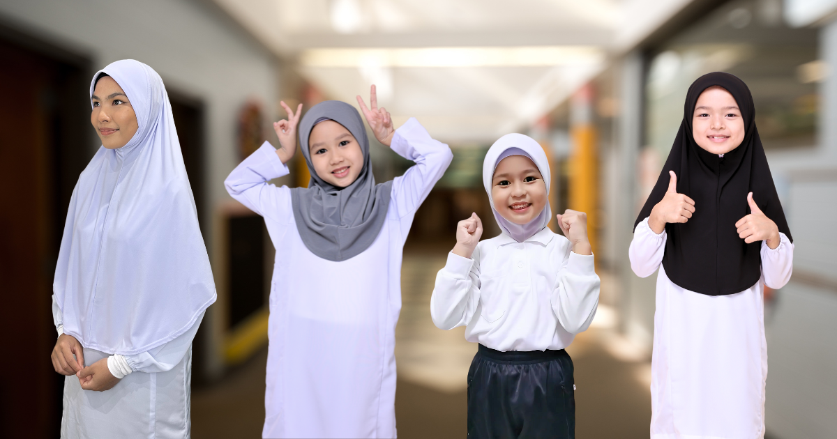 kain tudung sekolah