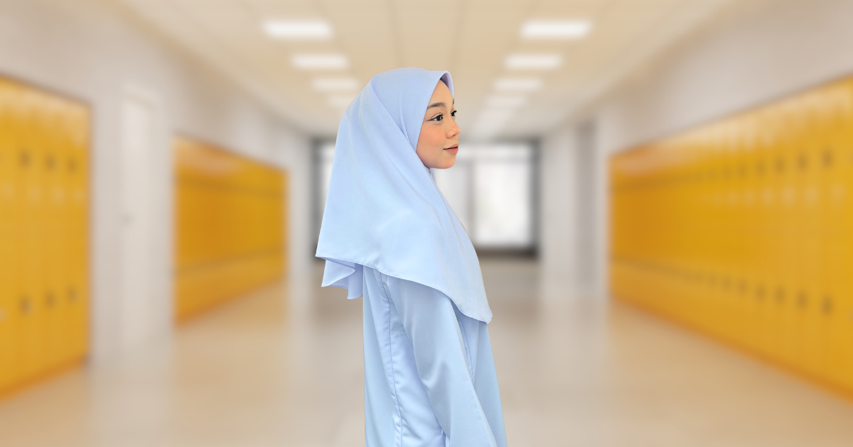 tudung sekolah dua lapis