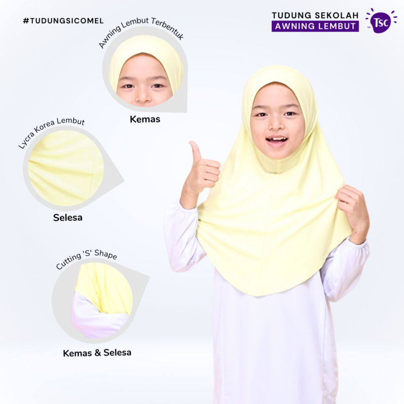 Tudung Sekolah Awning Lembut - Image 4