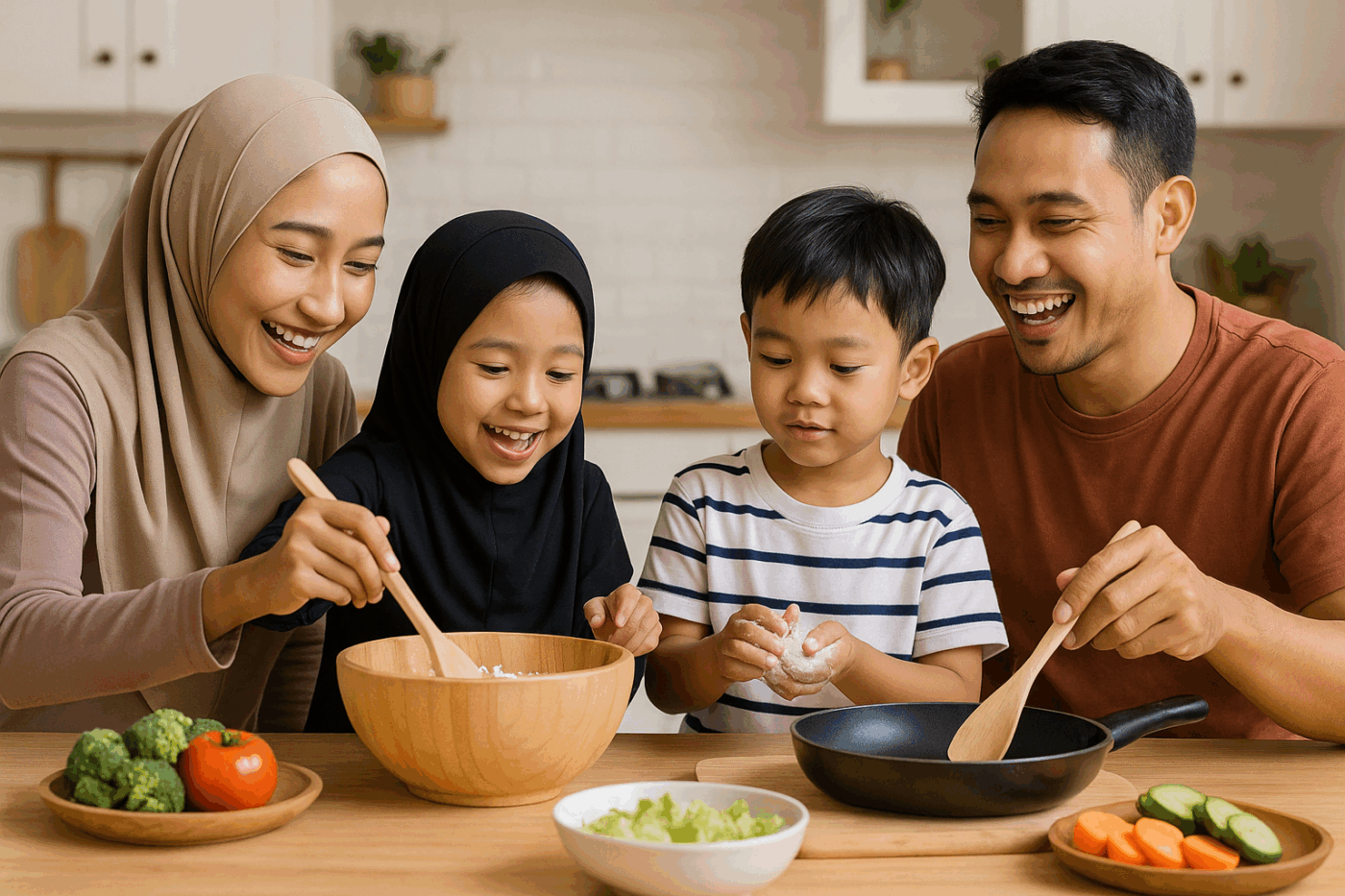 aktiviti masak dengan anak di rumah waktu cuti sekolah