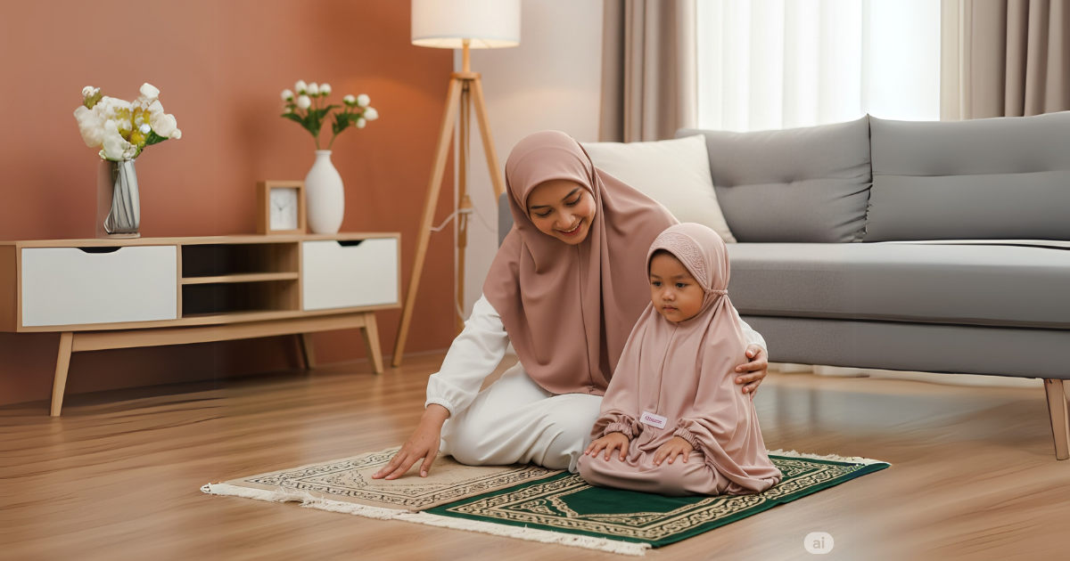 Ibu Ajar Anak Perempuan Solat di Rumah